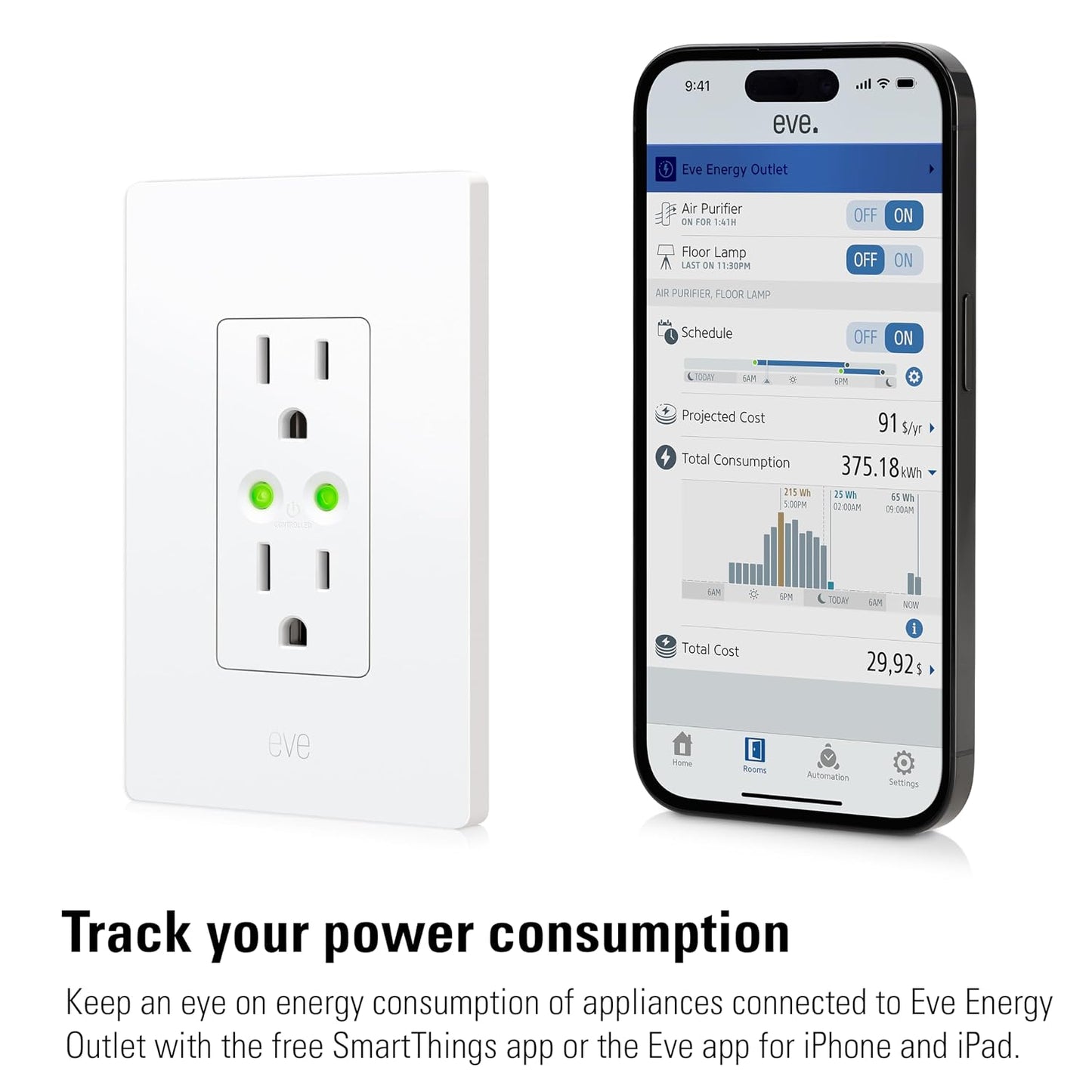Eve Energy Matter-over-Thread In-Wall Outlet & Power Meter