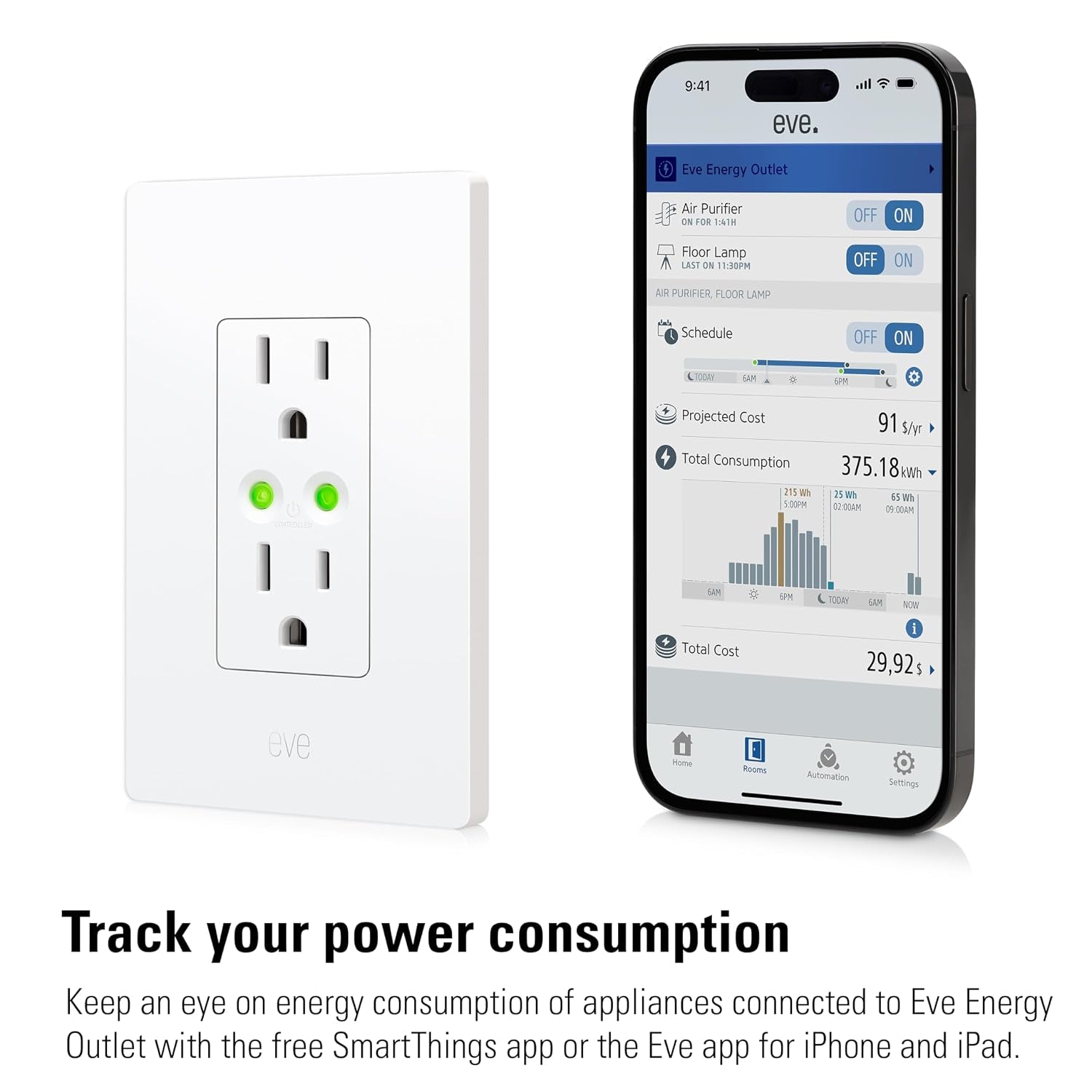 Eve Energy Matter-over-Thread In-Wall Outlet & Power Meter
